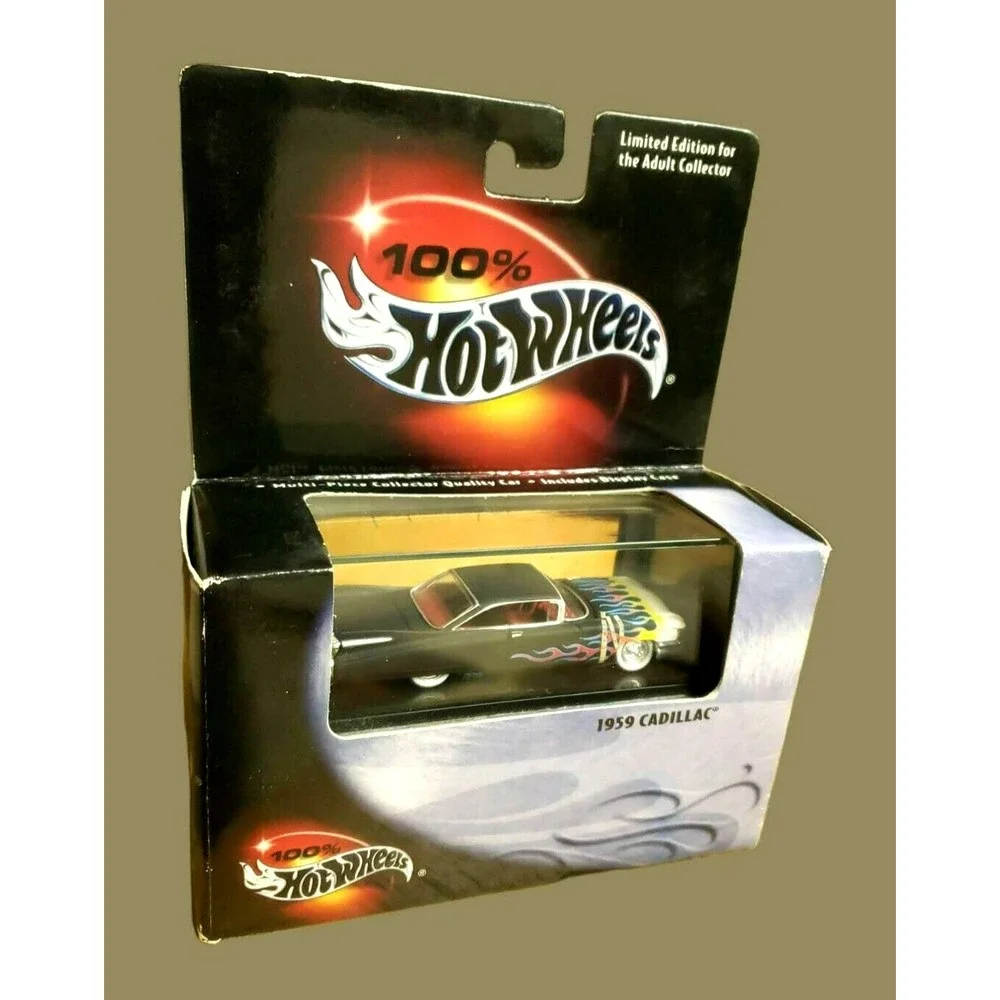 2000 Hot Wheels 100% 1959 Cadillac Black W/ Flames 1:64 MIB Limited Edition